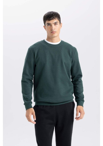 Regular Fit Bisiklet Yaka Jakarlı Sweatshirt D5394Ax24Au
