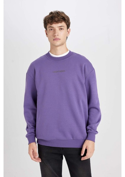 Mor Boxy Fit Bisiklet Yaka Baskılı Sweatshirt V5306AZ24AU modelleri