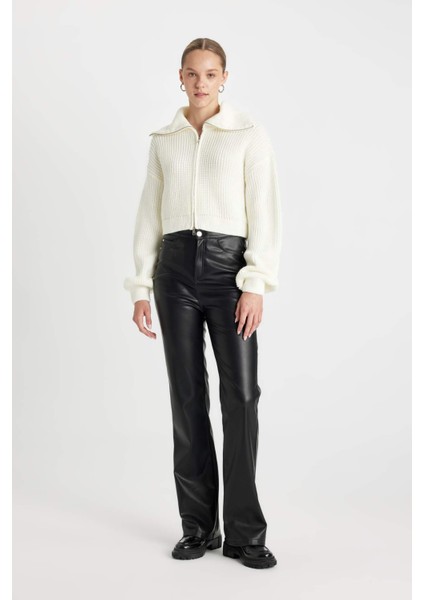 Slim Fit Basic Dik Yaka Triko Fermuarlı Hırka A3333AX24WN