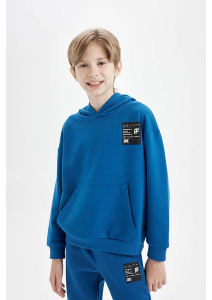 Erkek Çocuk Oversize Geniş Kalıp Kapüşonlu Cepli Okul Sweatshirt D1644A824AU