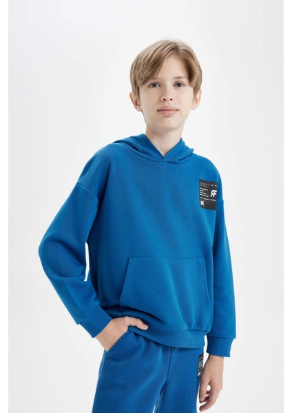 Erkek Çocuk Oversize Geniş Kalıp Kapüşonlu Cepli Okul Sweatshirt D1644A824AU modelleri