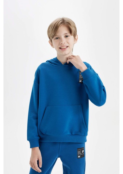 Erkek Çocuk Oversize Geniş Kalıp Kapüşonlu Cepli Okul Sweatshirt D1644A824AU fırsatları