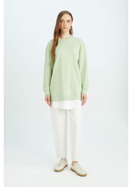Regular Fit Bisiklet Yaka Basic Düz Sweatshirt Tunik A9529AX24AU