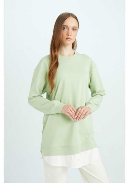 Regular Fit Bisiklet Yaka Basic Düz Sweatshirt Tunik A9529AX24AU