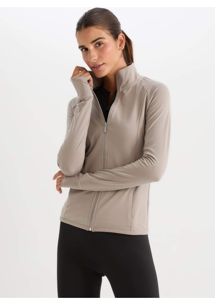DeFactoFit Fitted Dik Yaka Çift Cepli Fermuarlı Spor Hırka B3985AX24AU