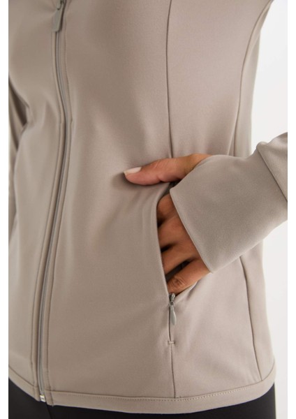 DeFactoFit Fitted Dik Yaka Çift Cepli Fermuarlı Spor Hırka B3985AX24AU