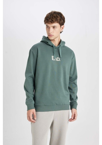 Regular Fit Kapüşonlu Baskılı Sweatshirt Y5286AZ24AU fırsatları