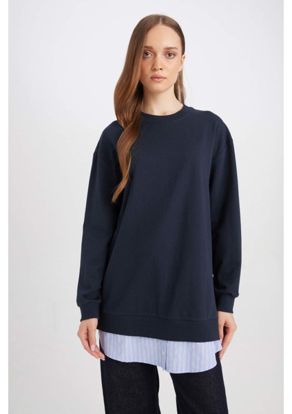 Regular Fit Bisiklet Yaka Basic Düz Sweatshirt Tunik A9529ax24au