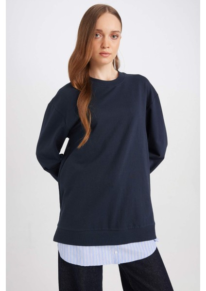 Regular Fit Bisiklet Yaka Basic Düz Sweatshirt Tunik A9529ax24au