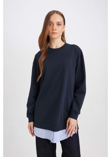 Regular Fit Bisiklet Yaka Basic Düz Sweatshirt Tunik A9529ax24au