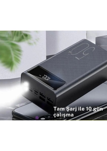 Taşınabilir Powerbank 50.000 Mah 4 Girişli Hızlı Şarj LED Göstergeli Fenerli Şarj Güç Bankası