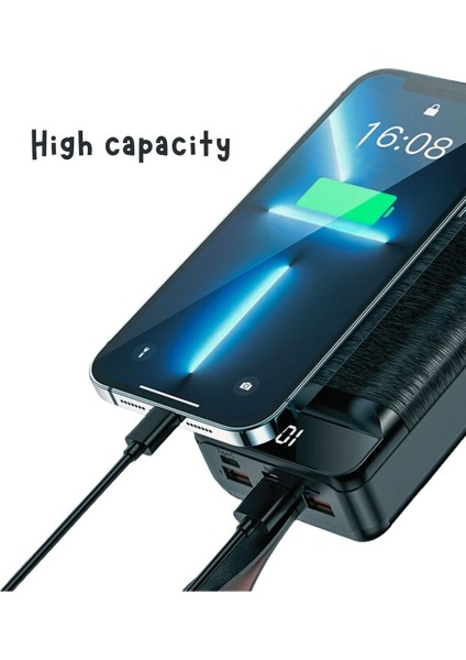 Taşınabilir Powerbank 50.000 Mah 4 Girişli Hızlı Şarj LED Göstergeli Fenerli Şarj Güç Bankası