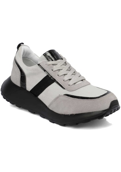 Gri Deri-Tekstil Kadın Sneaker - K24I1AY67384-B43