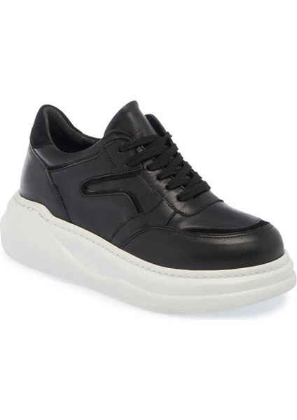 Siyah Deri Kadın Sneaker - K24I1AY67336-A23 Siyah