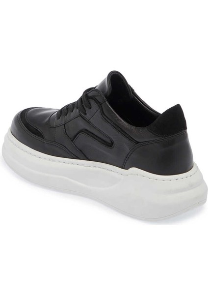 Siyah Deri Kadın Sneaker - K24I1AY67336-A23 Siyah