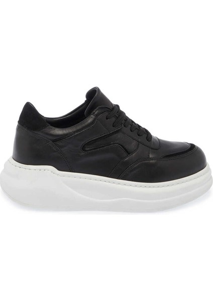 Siyah Deri Kadın Sneaker - K24I1AY67336-A23 Siyah