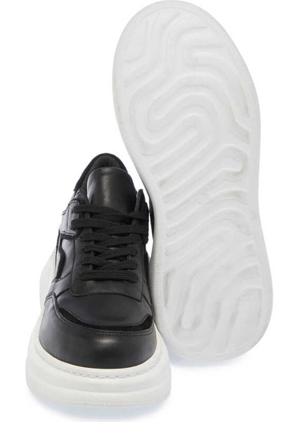 Siyah Deri Kadın Sneaker - K24I1AY67336-A23 Siyah