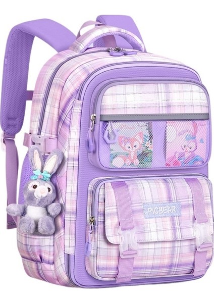 Büyük Kapasiteli Çocuk Sırt Çantası Ekose Yeni İlkokul Çantası (Yurt Dışından)