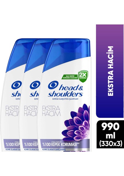 Head & Shoulders Ekstra Hacim Kepek Kaşıtı Günlük Kullanım Şampuan 330 ml x 3 Adet
