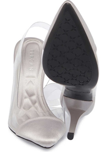 Gri Vegan-Tekstil Kadın Stiletto - K24I1AY67327-A14