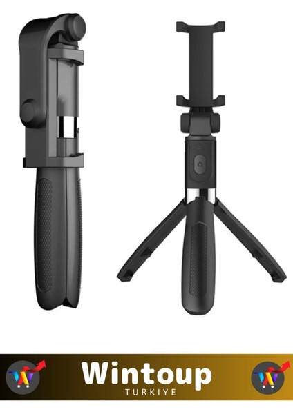 Tüm Telefonlarla Uyumlu Ayarlanabilir Kumandalı 2'si 1 Arada Tasarım Tripod Selfie Çubuğu