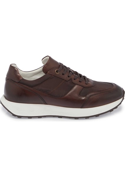 Kahve Deri-Tekstil Erkek Sneaker - E24I1AY56870-B90  Kahve