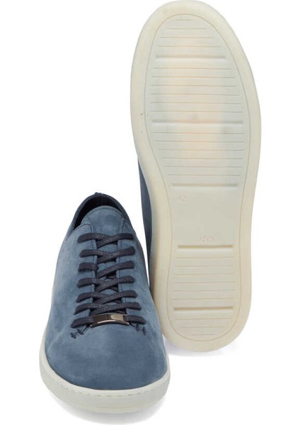 Mavi Nubuk Deri Erkek Sneaker - E24I1AY56831-F58 Mavi