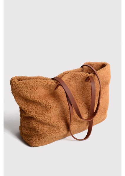 Bal Köpüğü Deri Saplı Peluş Tote Çanta modelleri