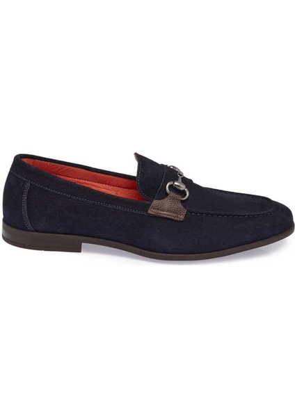 Lacivert Hakiki Süet Deri Erkek Loafer - E24I1AY56787-D44