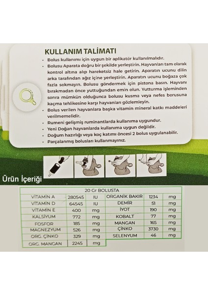 Zooben Bolus - Küçükbaş Hayvan Vitamin ve Mineral Destek Takviyesi 40 lık Kutu