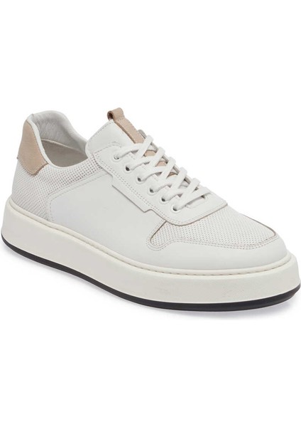Beyaz Nubuk Deri Erkek Sneaker - E24ı1ay56807-A26 Beyaz