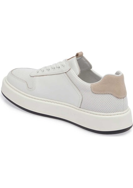 Beyaz Nubuk Deri Erkek Sneaker - E24ı1ay56807-A26 Beyaz