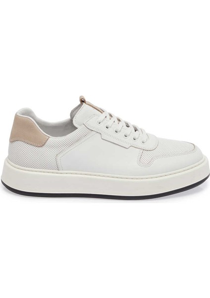 Beyaz Nubuk Deri Erkek Sneaker - E24ı1ay56807-A26 Beyaz