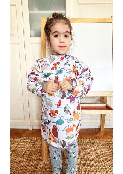 7-11 Yaş, Zoo, Sıvı Geçirmez, Ekstra Büyük Kalıp, Makinede Yıkanabilir, Uzun Kollu Çocuk, Aktivite Mama Önlüğü fırsatları