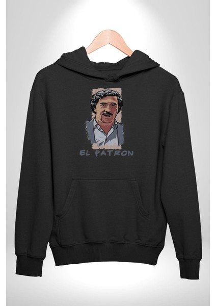 El Patron Narcos Pablo  Kadın Erkek  Siyah Kapüşonlu Sweatshirt Hoodie