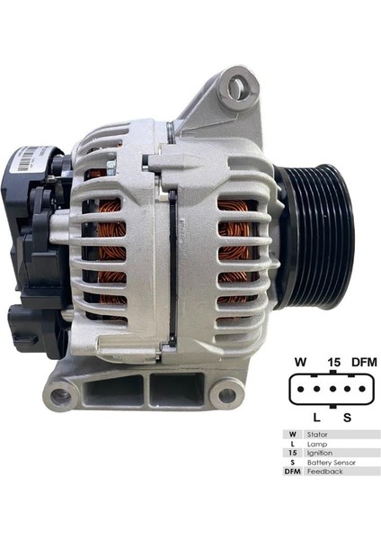 24V ALTERNATÖR DİNAMO 150 A (5 FİŞ SOKETLİ) (W-L-15-S-DFM) MERCEDES ATEGO/ACTROS/AROCS/AXOR