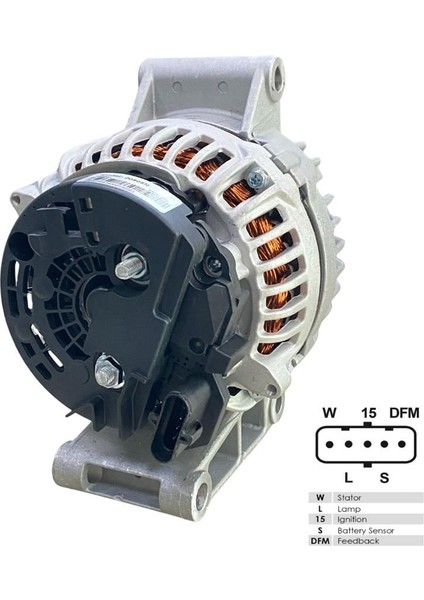 24V ALTERNATÖR DİNAMO 150 A (5 FİŞ SOKETLİ) (W-L-15-S-DFM) MERCEDES ATEGO/ACTROS/AROCS/AXOR