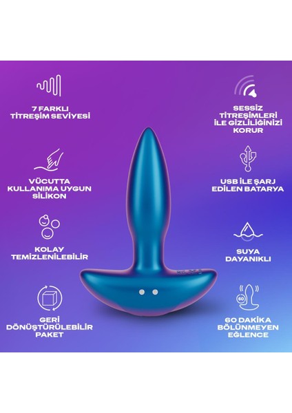 Titreşimli Anal Plug Tıkaç + Durex Yakın Hisset Slim Fit Ince Prezervatif 16'lı
