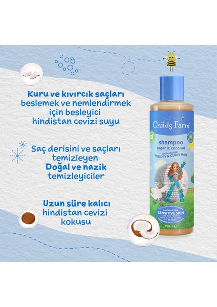 Kuru ve Kıvırcık Saçlar Için Hindistan Cevizi Özlü Şampuan 250ML