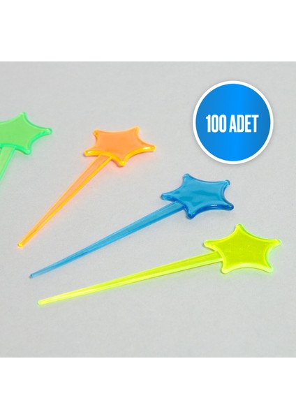 Renkli Plastik Cips Çatalı Yıldız 8,5 cm 100 adet/paket