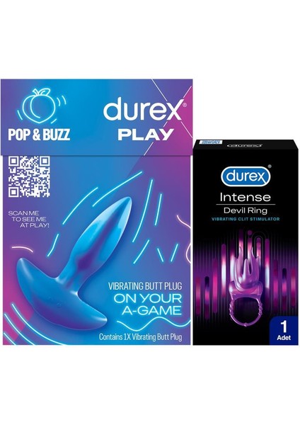 Titreşimli Anal Plug Tıkaç + Durex Intense Devil Ring Titreşimli Halka