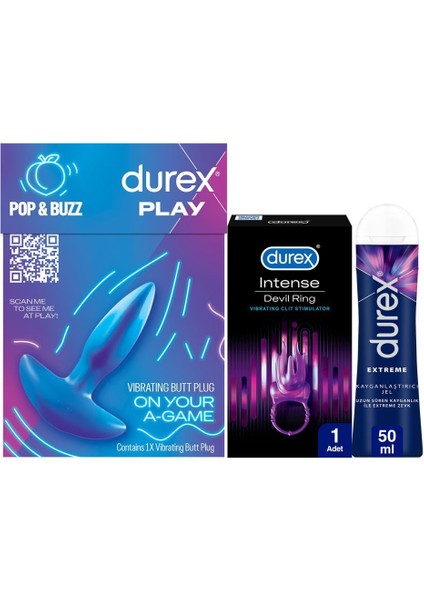 Titreşimli Anal Plug Tıkaç + Devil Ring Titreşimli Halka + Extreme Anal  Jel 50ML