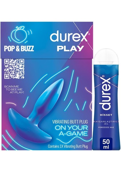 Titreşimli Anal Plug Tıkaç + Durex Play Hisset Kayganlaştırıcı Jel 50ML