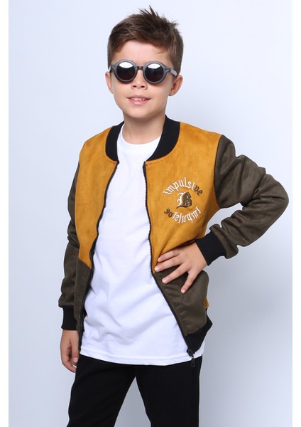 Erkek Çocuk Kolej Ceket Fermuarlı Baskılı Cepli C32
