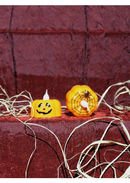 Halloween Balkabağı Mini Pilli Mum 2'li AST6638