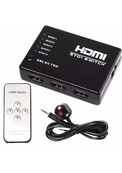 1408A 5 Port HDMI Switch Kumandalı Hdmı Seçici 5 Giriş 1 Çıkış HDMI Çoklayıcı