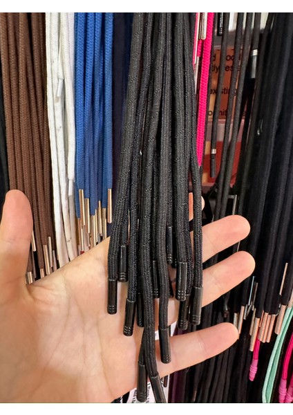 Metal Uçlu Polyester Eşorfman Kordon (5 Adet)-Siyah