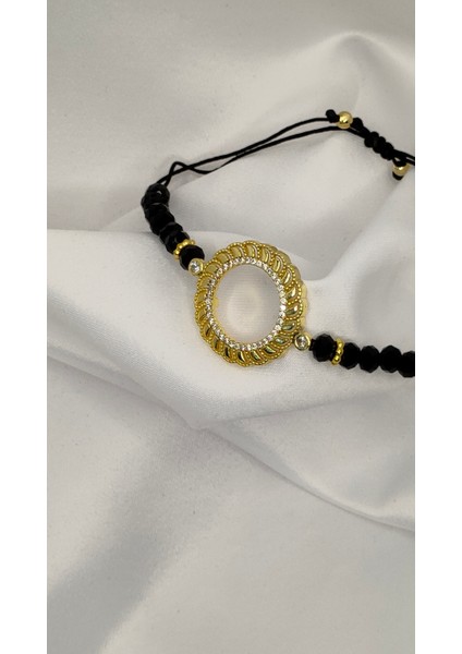 Çeyrek Altın Takmak Için Altın Kaplama Çerçeveli Bileklik Sıra Taş Model