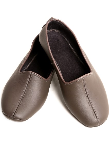 Hakiki Deri Pamuk Astarlı Toprak Ev Patiği | Hac Umre Tavaf Patiği | Ev Ofis Salon Ayakkabısı