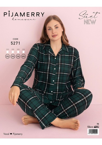 Kadın Büyük Beden Gömlek Yaka Süet Uzun Kol Pijama Takımı 5271- 1 Adet fiyatları